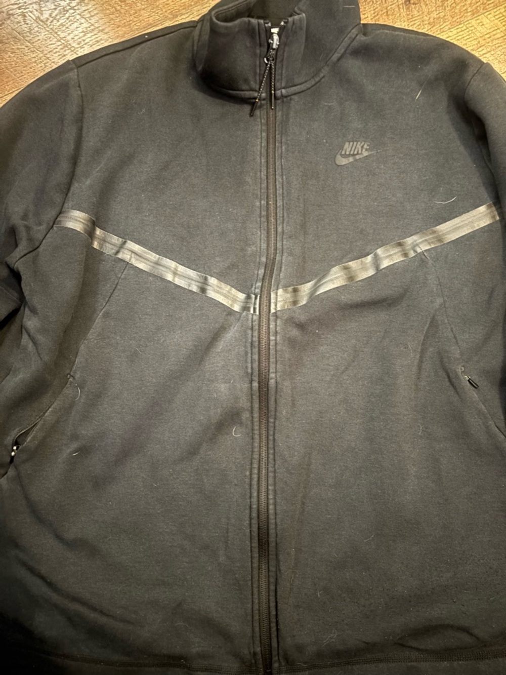 Nike Black Full-Zip Performance Jacket with Reflective Chevron Stripe